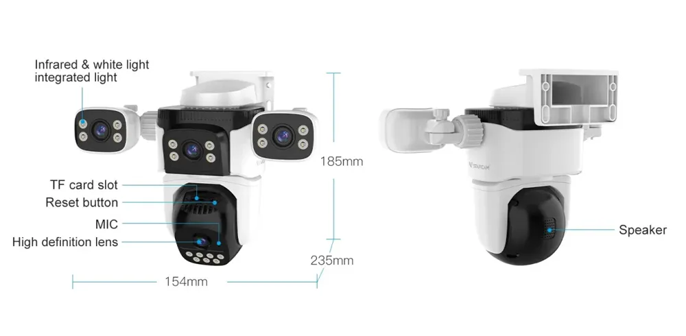 VSTARCAM smart κάμερα CS621FR, four-lens, 2MP, WiFi, SD, PTZ, IP66