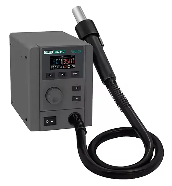 QUICK σταθμός θερμού αέρα QUICK857 Pro με air gun, 580W, 100-500 °C