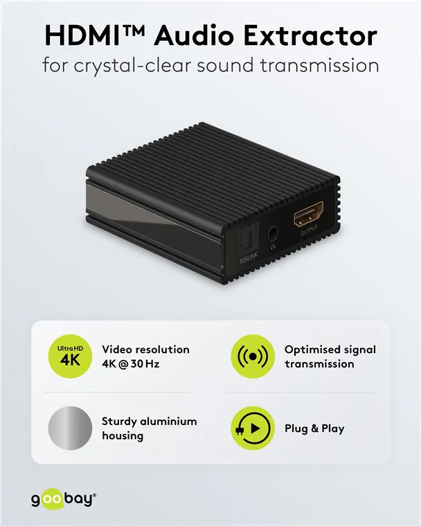 GOOBAY HDMI audio extractor 79138, 4K/30Hz, μαύρο