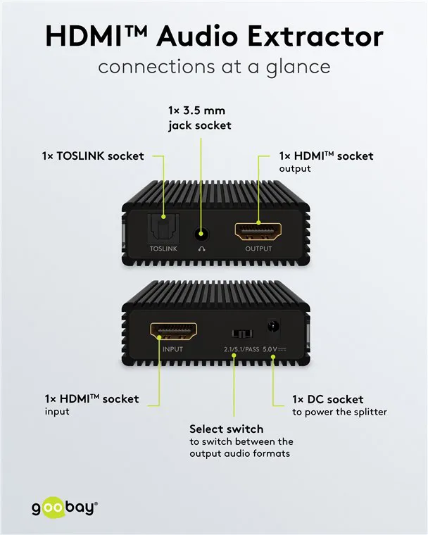 GOOBAY HDMI audio extractor 79138, 4K/30Hz, μαύρο