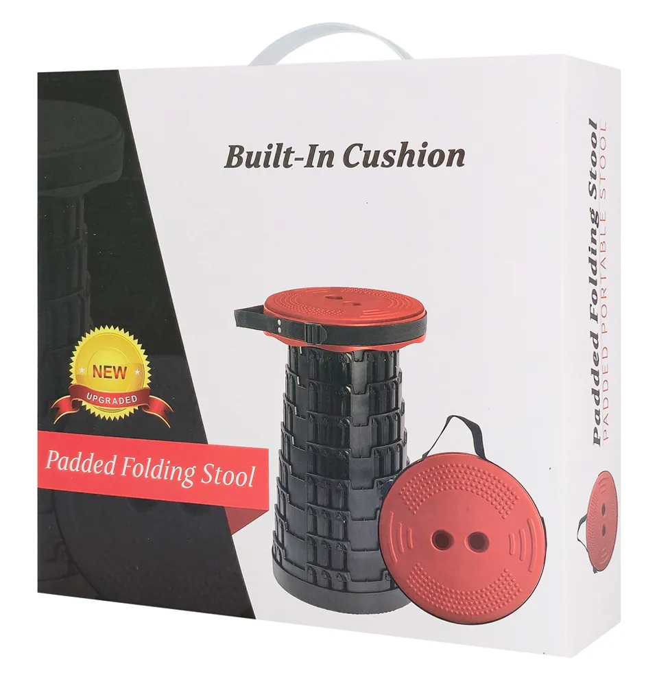 HOME USE πτυσσόμενο καρεκλάκι HUH-0262 με μαξιλάρι, αντοχή έως 250kg, 25.5x45.5cm, μαύρο