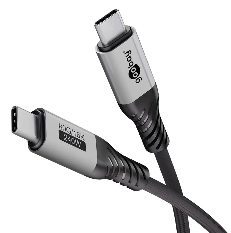 GOOBAY καλώδιο USB-C 74776, USB4, 240W, 80Gbps, 16K/60Hz, 1.5m, μαύρο