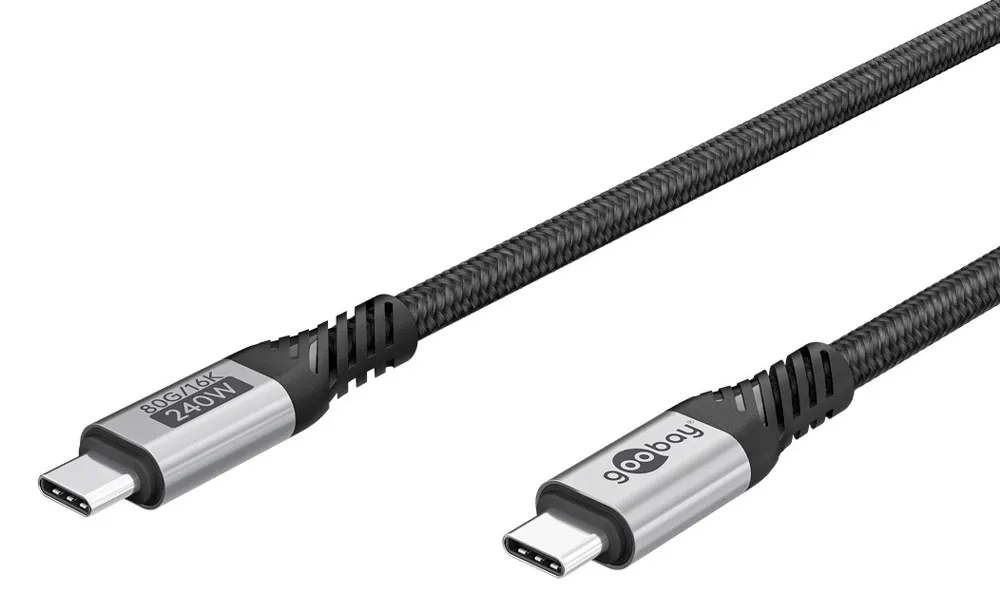 GOOBAY καλώδιο USB-C 74776, USB4, 240W, 80Gbps, 16K/60Hz, 1.5m, μαύρο
