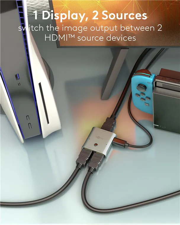GOOBAY HDMI switch 77791, 2 σε 1, 8K/60Hz, γκρι