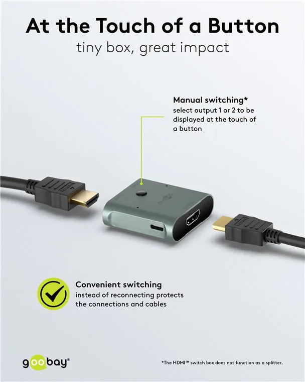 GOOBAY HDMI switch 77791, 2 σε 1, 8K/60Hz, γκρι