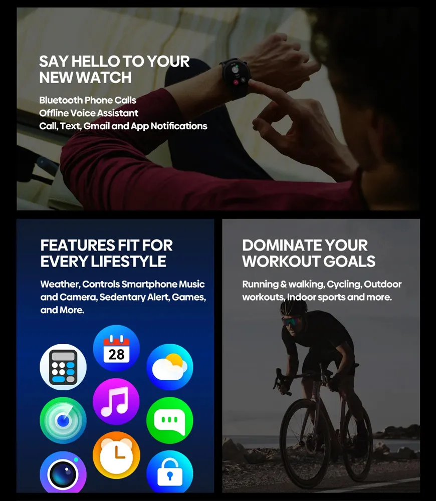 ZEBLAZE smartwatch Btalk 3 Plus, heart rate, 1.39" IPS, χρυσό