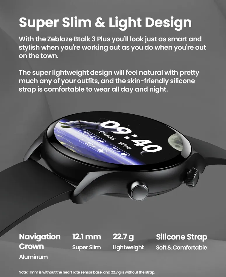 ZEBLAZE smartwatch Btalk 3 Plus, heart rate, 1.39" IPS, χρυσό