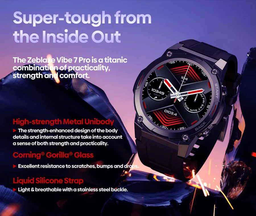 ZEBLAZE smartwatch Vibe 7 Pro, heart rate, 1.43" AMOLED, 3 ATM, ασημί