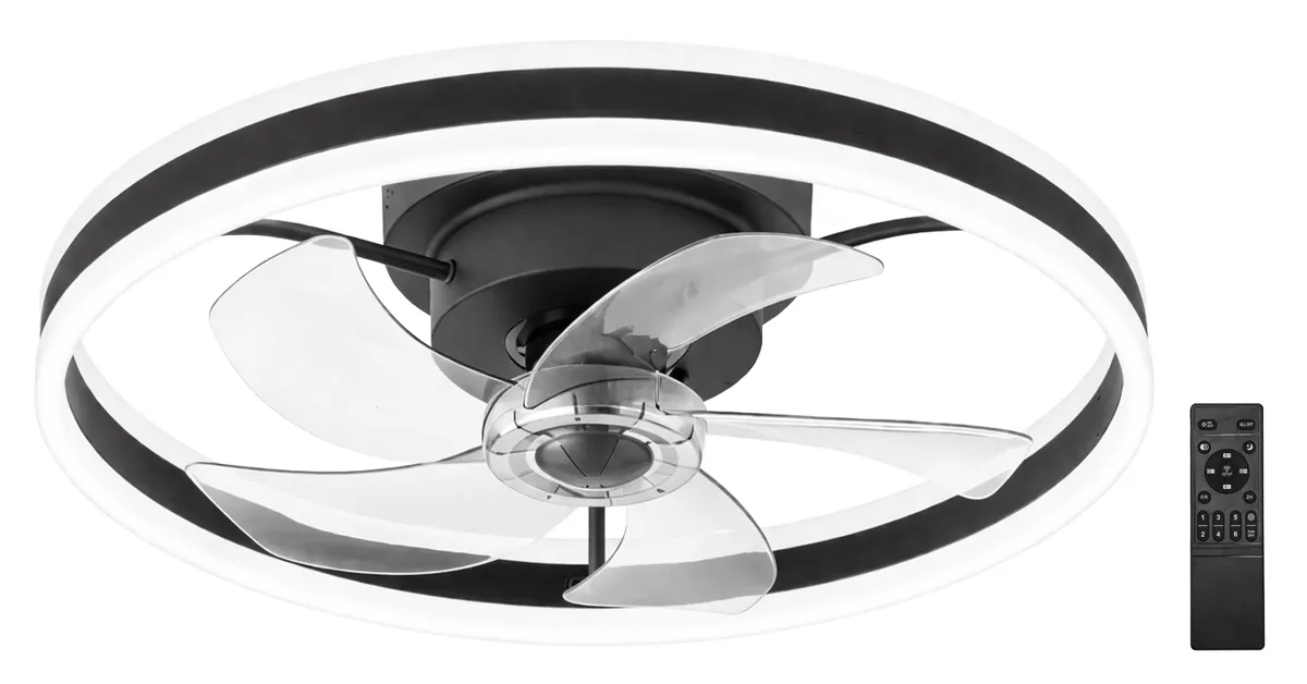 POWERTECH ανεμιστήρας οροφής PT-1560 με LED φως, 45W, Φ50x20cm, μαύρος