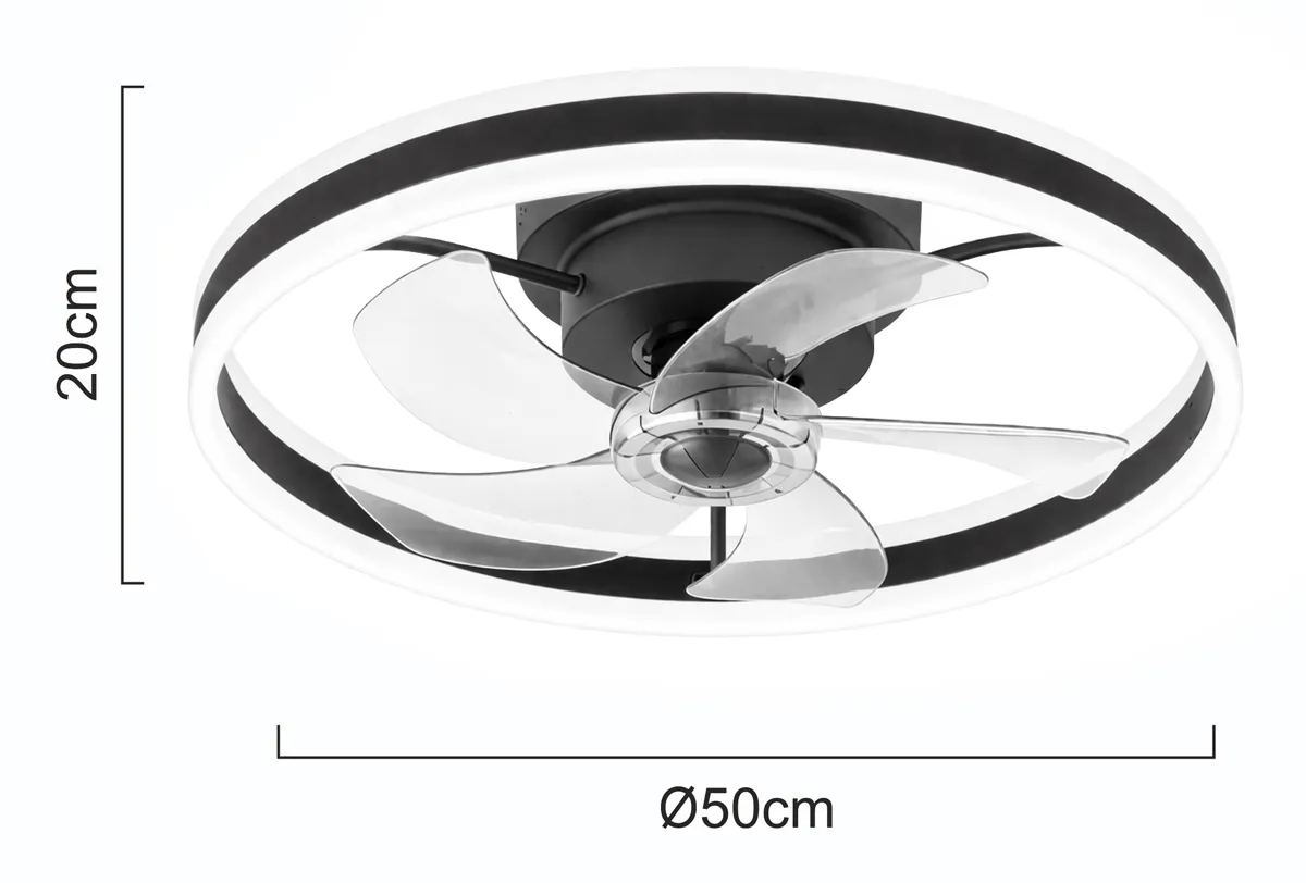 POWERTECH ανεμιστήρας οροφής PT-1560 με LED φως, 45W, Φ50x20cm, μαύρος
