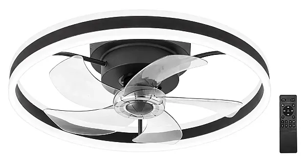 POWERTECH ανεμιστήρας οροφής PT-1560 με LED φως, 45W, Φ50x20cm, μαύρος