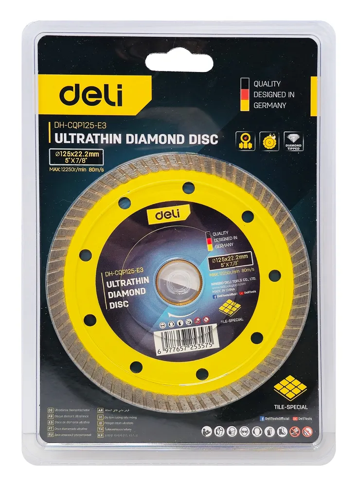 DELI δίσκος κοπής διαμαντέ DH-CQP125-E3, δομικών υλικών, ultrathin, 125mm, 12250rpm, wet & dry