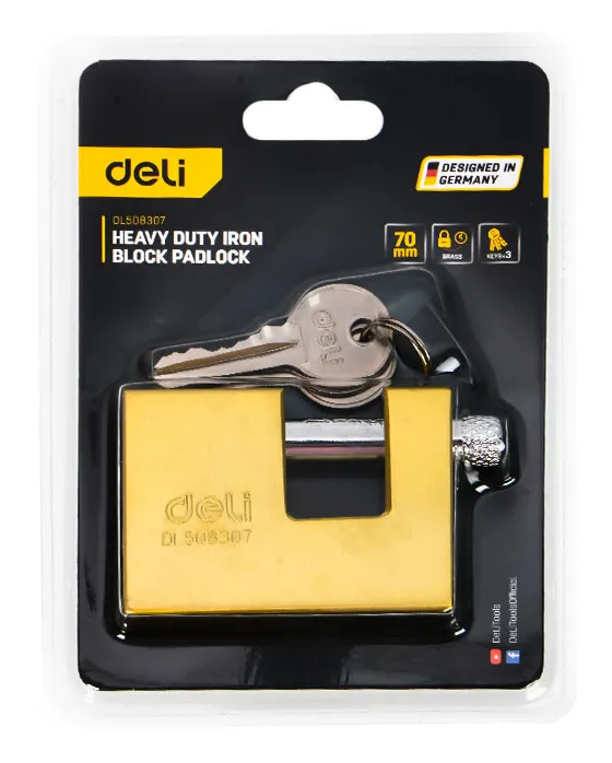 DELI λουκέτο τάκου με κλειδί DL508307, heavy duty, 70mm