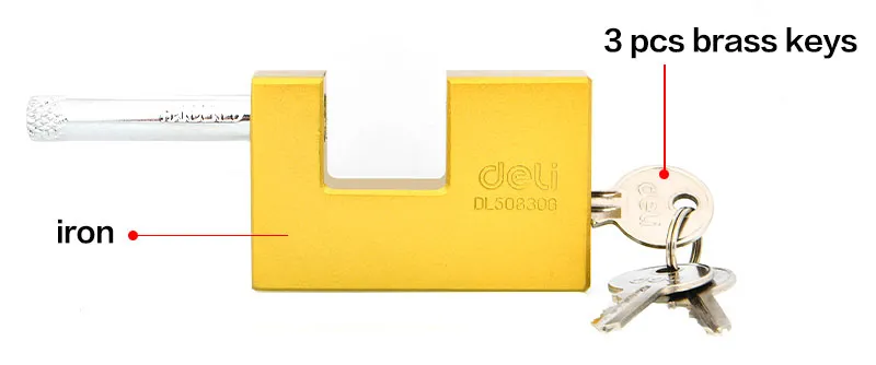 DELI λουκέτο τάκου με κλειδί DL508308, heavy duty, 80mm