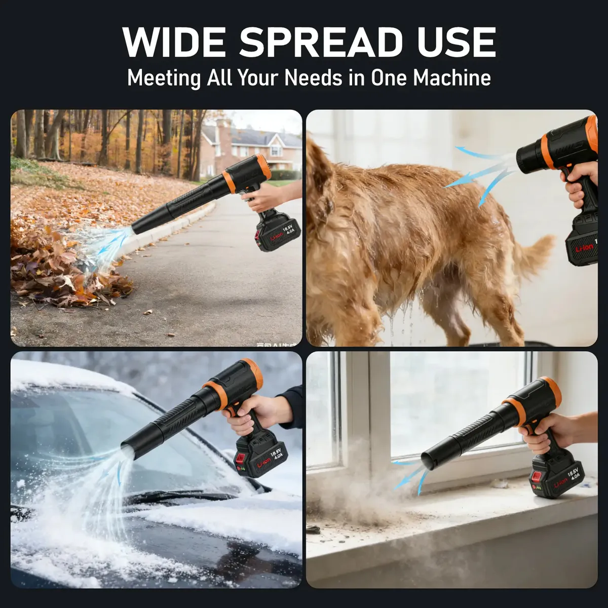 KINZIR ηλεκτρικό air duster AD61, 800W, 2000mAh, Brushless, μαύρο