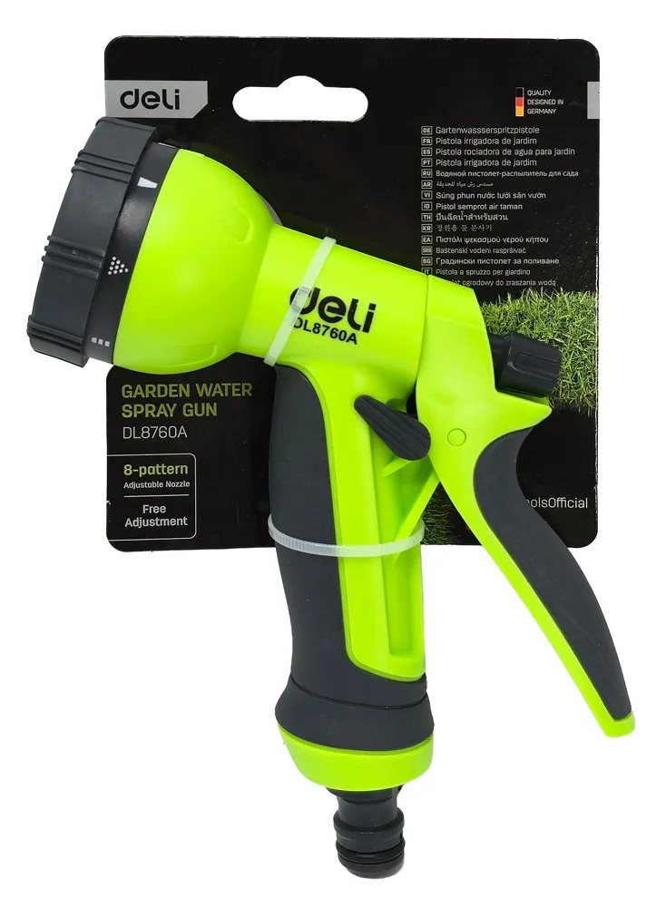 DELI πιστόλι νερού DL8760A με 8 λειτουργίες ψεκασμού, 3/4"