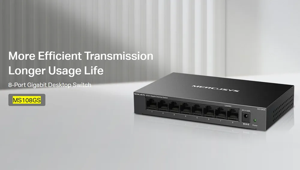 MERCUSYS desktop switch MS108GS, 8x Gigabit θύρες, V1.0