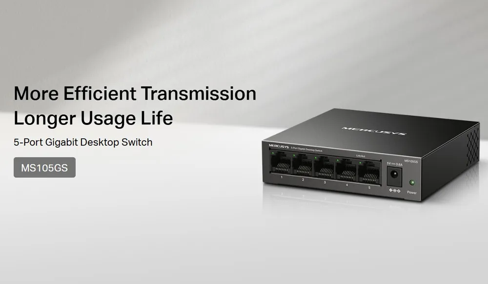 MERCUSYS desktop switch MS105GS, 5x Gigabit θύρες, V2.0
