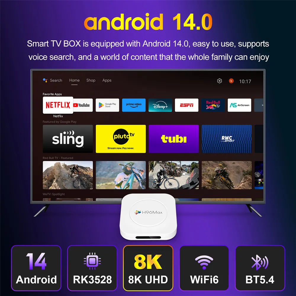 H96 MAX TV Box M1 Plus, 8K, 4/32GB, WiFi 6, Bluetooth, Android 14