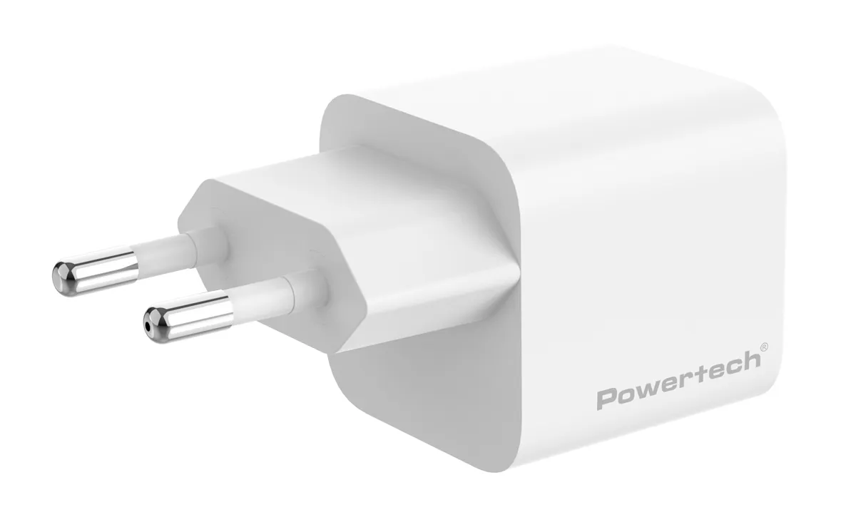 POWERTECH φορτιστής τοίχου PT-1577 με καλώδιο, USB-C, 65W, GaN, AVS, λευκός