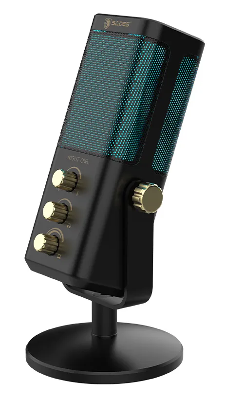 SADES gaming μικρόφωνο Night Owl με βάση γραφείου & επιτραπέζια, καρδιοειδές, USB, μαύρο