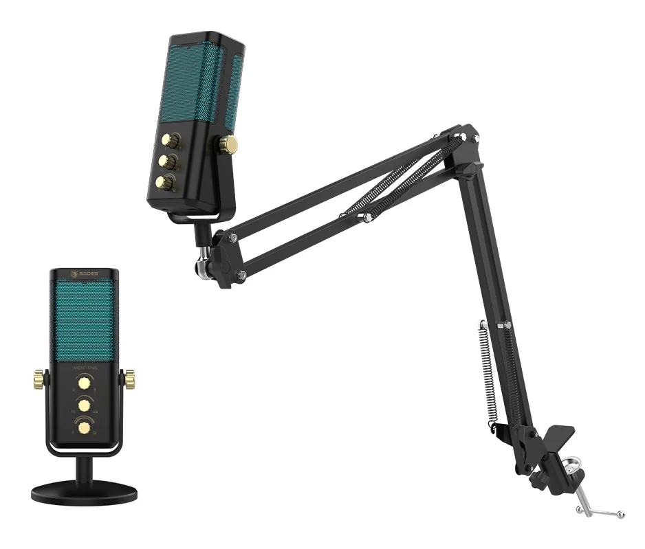 SADES gaming μικρόφωνο Night Owl με βάση γραφείου & επιτραπέζια, καρδιοειδές, USB, μαύρο