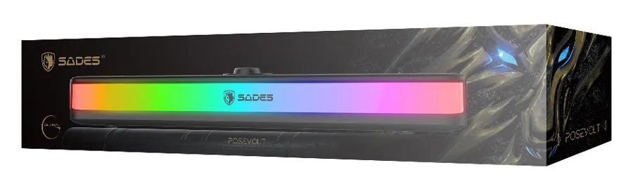 SADES soundbar Posevolt με RGB φωτισμό, 10W, Bluetooth & USB-C/USB, μαύρο