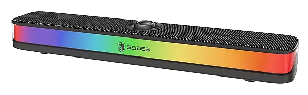 SADES soundbar Posevolt με RGB φωτισμό, 10W, Bluetooth & USB-C/USB, μαύρο