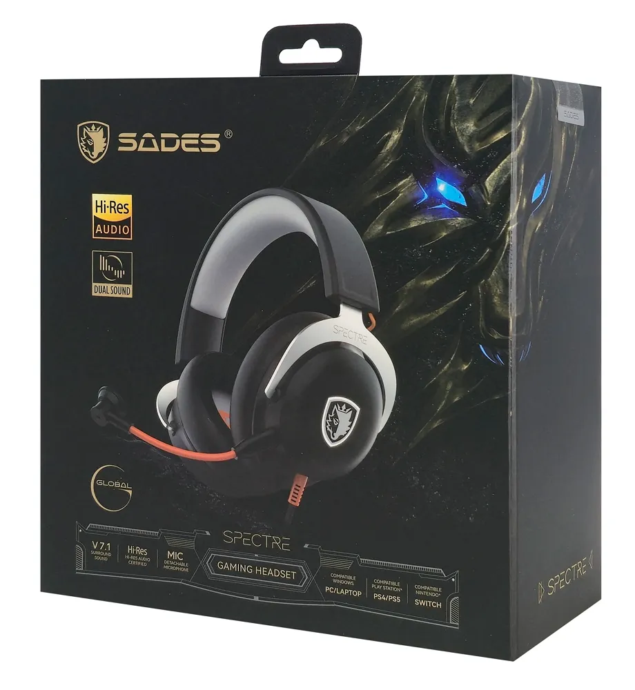 SADES gaming headset Spectre, USB σύνδεση, 50mm, V7.1 surround, multi-platform, μαύρο