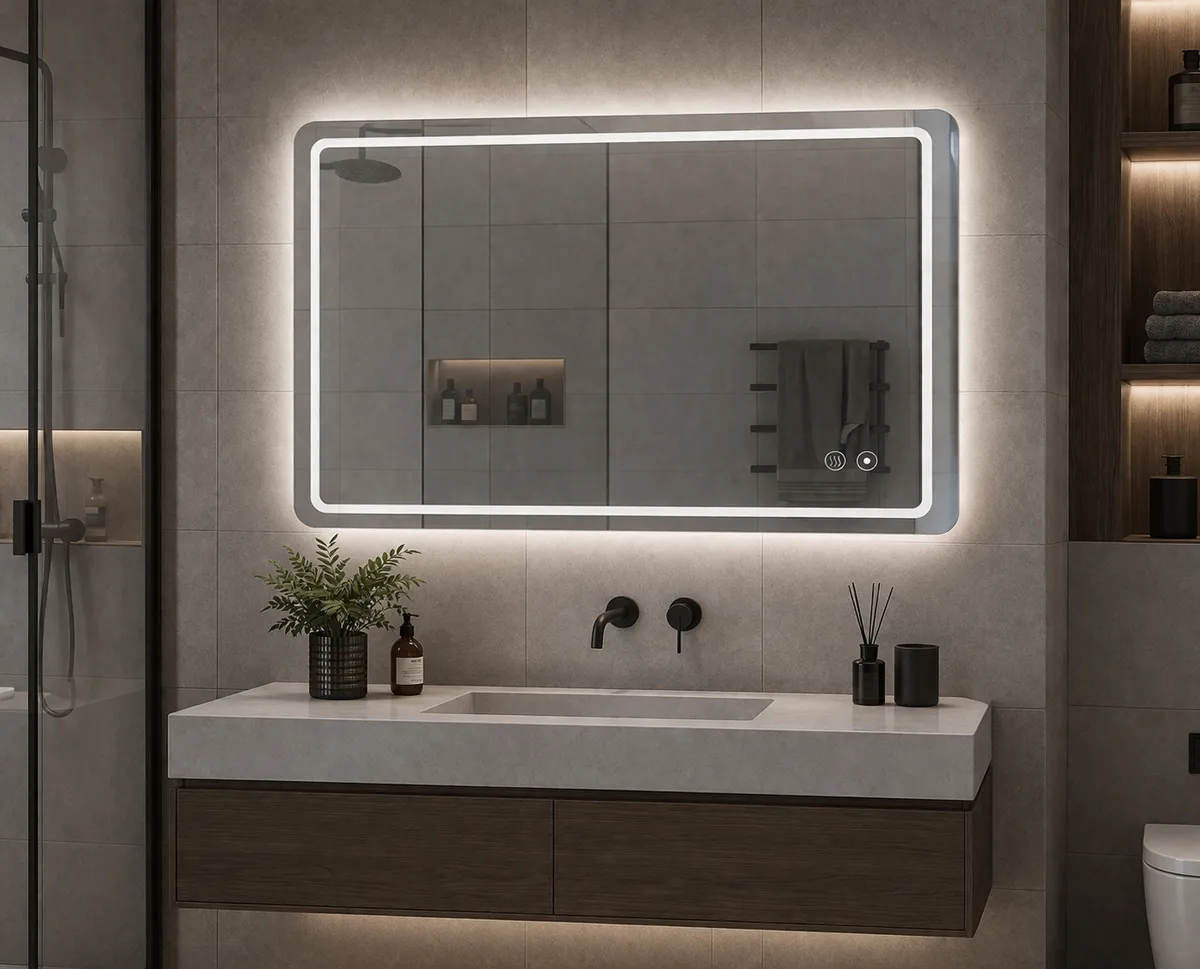 BRUNO καθρέφτης μπάνιου LED BRN-0285, ορθογώνιος, 24W, 60x80cm, IP67