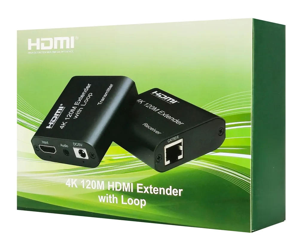 POWERTECH HDMI video extender CAB-H195 μέσω καλωδίου RJ45, 4K/30Hz, με loop, έως 120m