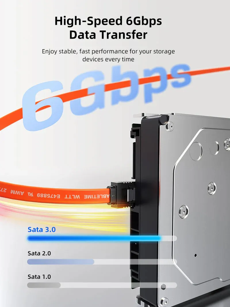 CABLETIME καλώδιο SATA III CT-SATA3R, γωνιακό, 6Gbps, 0.50m, πορτοκαλί