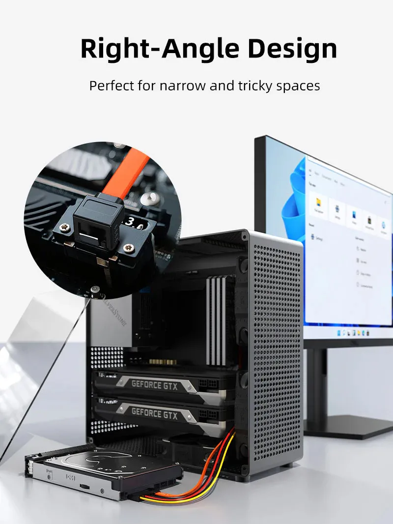 CABLETIME καλώδιο SATA III CT-SATA3R, γωνιακό, 6Gbps, 0.50m, πορτοκαλί