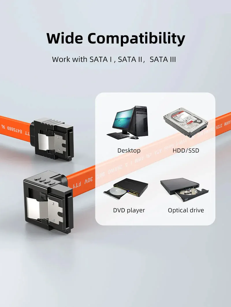 CABLETIME καλώδιο SATA III CT-SATA3R, γωνιακό, 6Gbps, 0.50m, πορτοκαλί