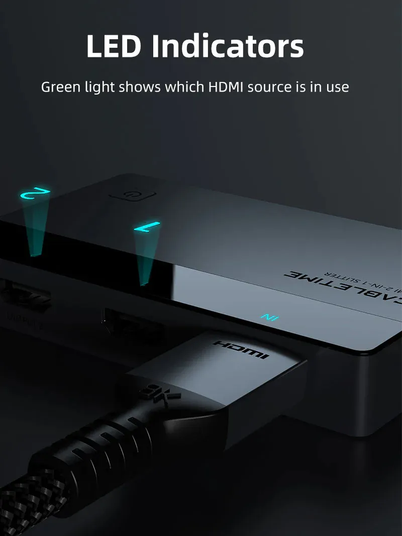 CABLETIME HDMI splitter CT-HSP4K2-AG, 1 σε 2, 4K/60Hz, uni-directional, γκρι