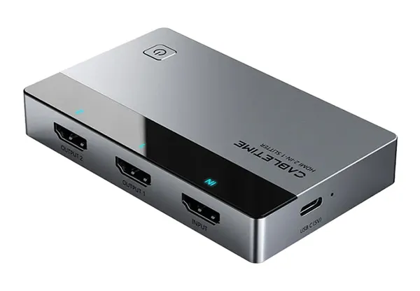 CABLETIME HDMI splitter CT-HSP4K2-AG, 1 σε 2, 4K/60Hz, uni-directional, γκρι