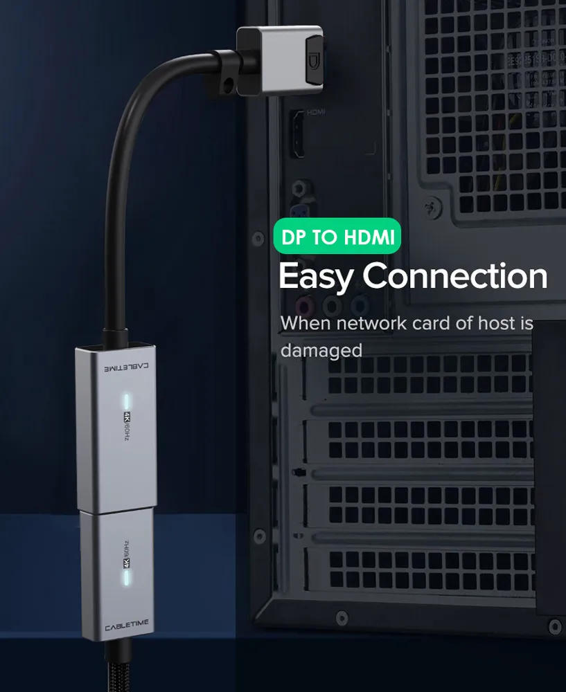 CABLETIME αντάπτορας DisplayPort σε HDMI CT-AV589-P02G4K60, 4K/60Hz, γκρι