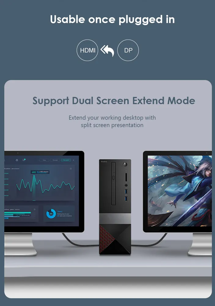 CABLETIME αντάπτορας DisplayPort σε HDMI CT-AV589-P02G4K60, 4K/60Hz, γκρι