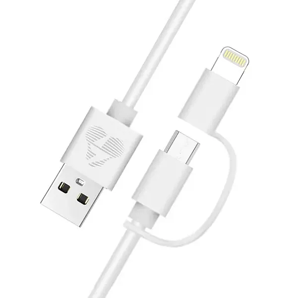 POWERTECH καλώδιο USB σε Micro/Lightning PT-707, MFi, 2.4A, 1m, λευκό