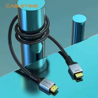 CABLETIME καλώδιο υφασμάτινο (braided) , HDMI 2.1 CT-HM8K, 8K/60Hz, 48Gbps, 28AWG, 3m, μαύρο