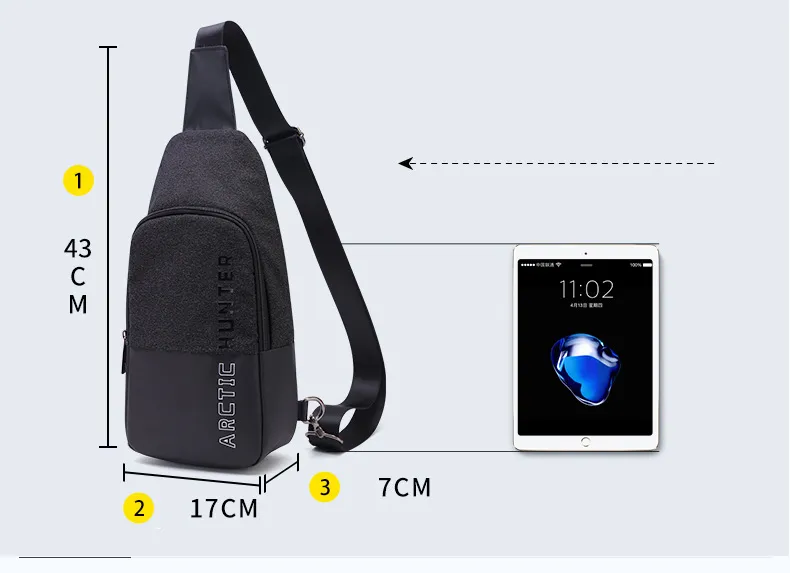ARCTIC HUNTER τσάντα Crossbody XB0058, 5L, μαύρη