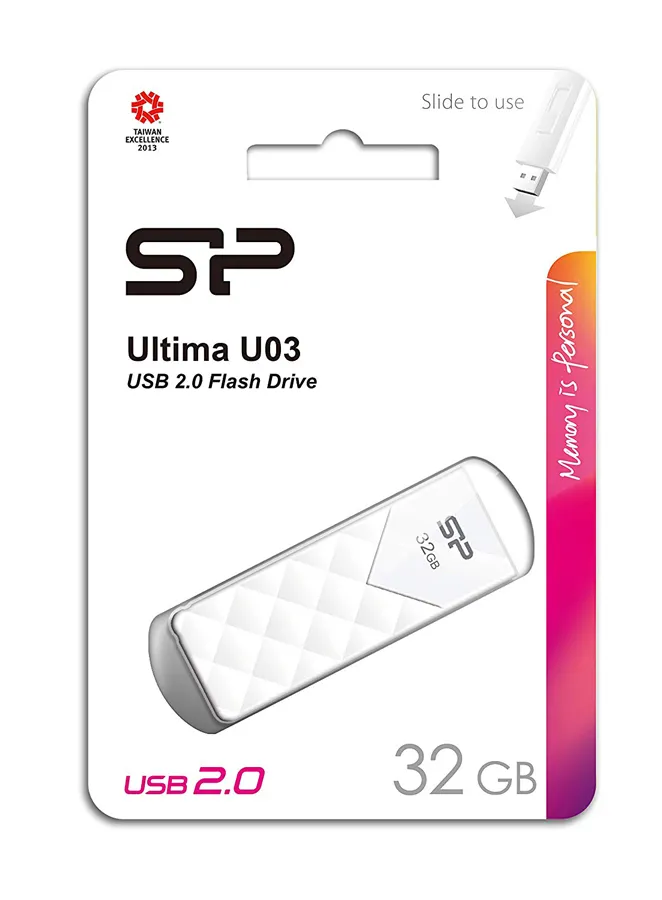 SILICON POWER USB Flash Ultima U03, 32GB, USB 2.0, λευκό
