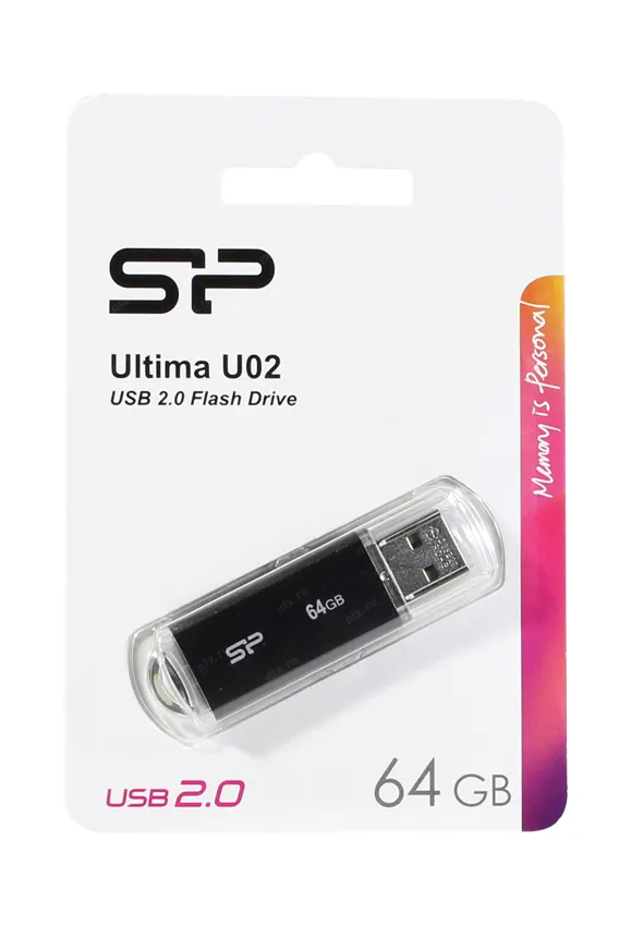 SILICON POWER USB Flash Drive Ultima U02, 64GB, USB 2.0, μαύρο