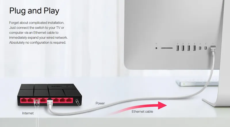MERCUSYS Desktop Switch MS108G, 8x 10/100/1000 Mbps, Ver. 1