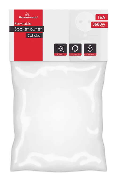 POWERTECH φις ρεύματος PT-887, 1x schuko, 16A, λευκό