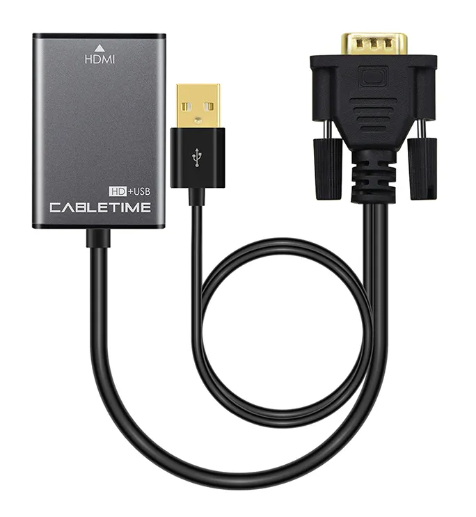 CABLETIME αντάπτορας HDMI σε VGA CT-VGAH με USB, 1080p, 0.15m, μαύρος