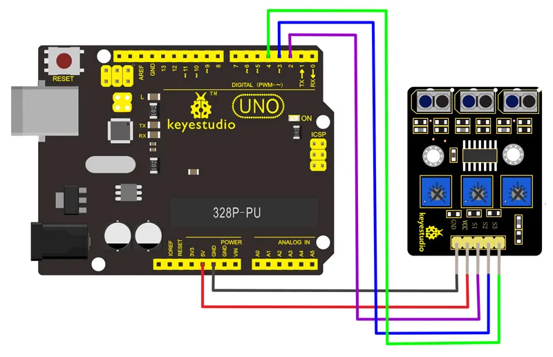 KEYESTUDIO 3-channel infrared line tracking sensor KS0453