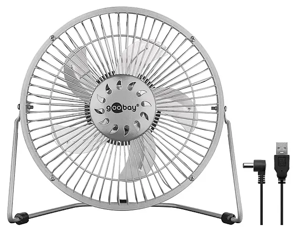 GOOBAY επιτραπέζιος ανεμιστήρας 62062, 8", USB, ασημί