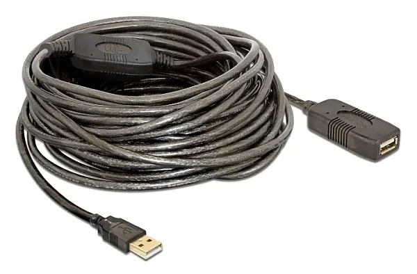 DELOCK καλώδιο USB 2.0 αρσενικό σε θηλυκό 82689, active, 15m, μαύρο