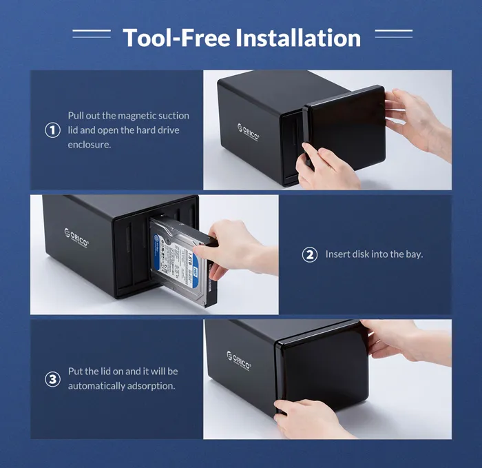 ORICO NAS για 5x 3.5" HDD NS500RU3 USB 3.0, 5Gbps, έως 80TB, μαύρη
